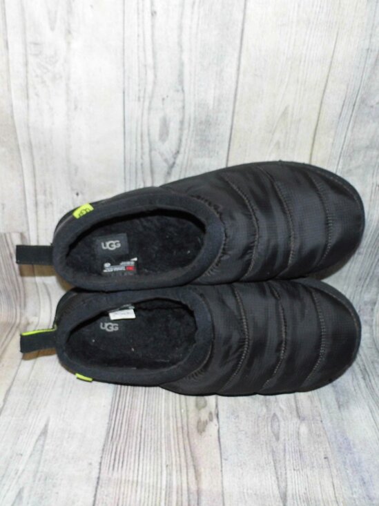 UGG Tasman LTA Black Nylon/Sheepskin Slippers Mens Size 12 - Picture 6 of 8